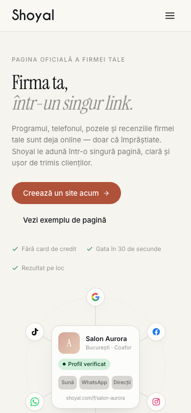 A página inicial do Shoyal, na versão móvel.
